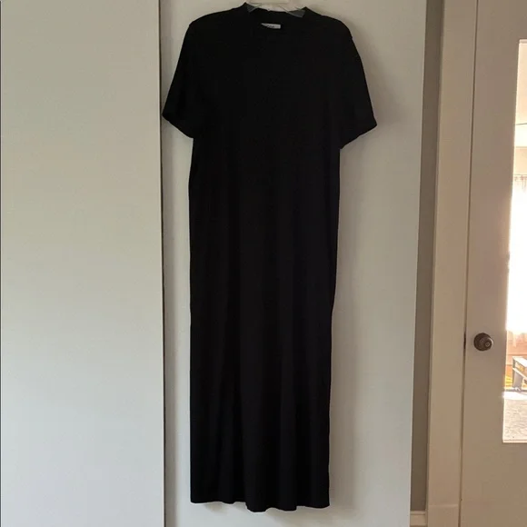 chinese dress ladies Plus Size Black Slit Maxi T Shirt Dress  Pluspreorder